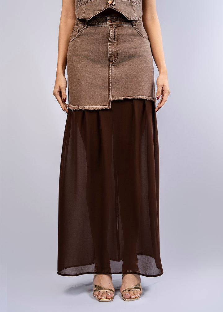 Falda chiffon en denim