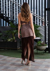 Falda chiffon en denim