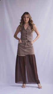 Falda chiffon en denim